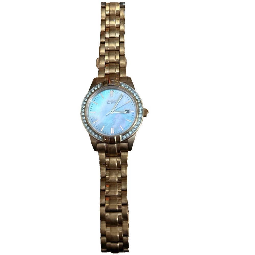 Citizen Women's Eco Drive Watch Rose Gold Band 1" Face Diameter Dial Color-White